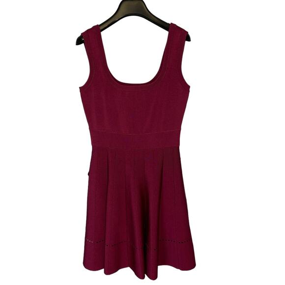 NEW NWT Herve Leger Fit and Flare Maroon Mini Dress Size Large - Picture 2 of 15